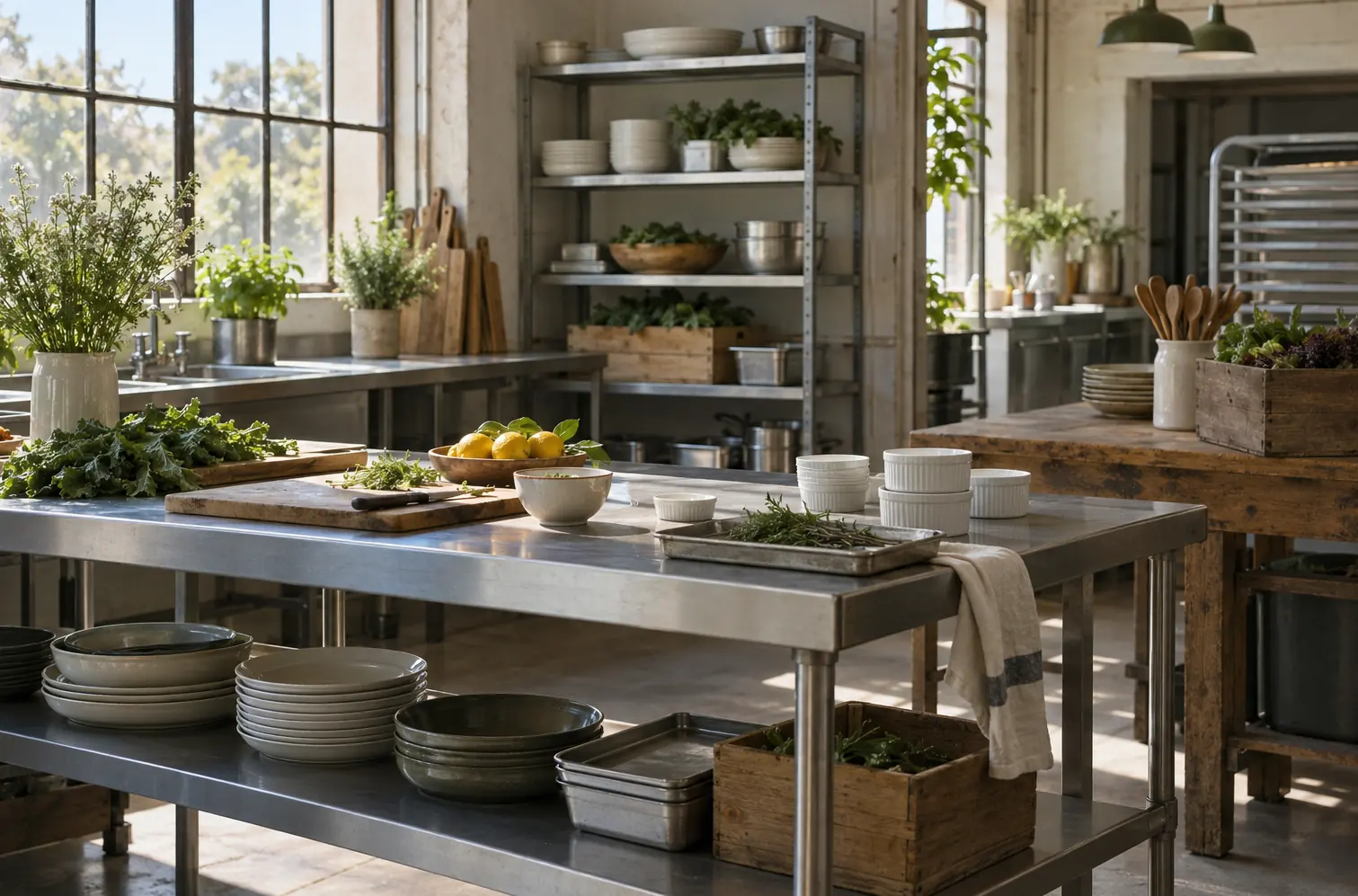 Illustration of catering businesses and their working space